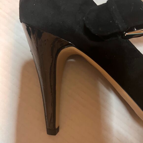 Franco Sarto Women's Black Suede 4" Heel T-Strap MaryJanes SZ 9.5*FLAWED - Picture 5 of 8